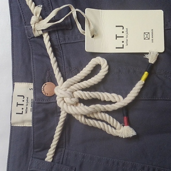 L.T.J. Letters to Juliet Grey High Waist Joggers Zip Cuff Rope Belt Sz S NWT - Picture 2 of 6